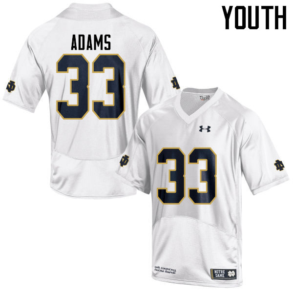 Youth #33 Josh Adams Notre Dame Fighting Irish College Football Jerseys-White - Click Image to Close